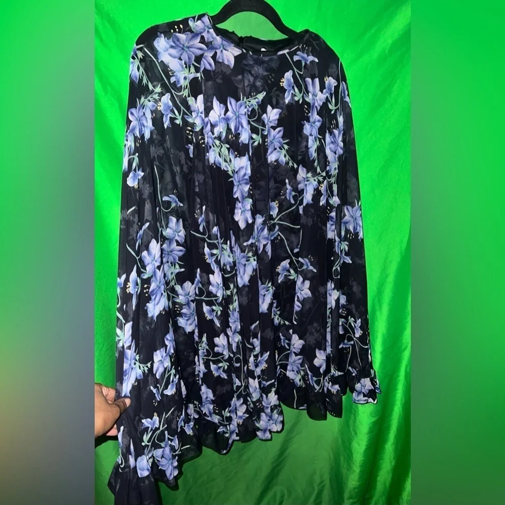 NWT Ieena for Mac Duggal Floral Cape Sleeve Chiffon Trapeze Dress size 6 - Picture 5 of 11